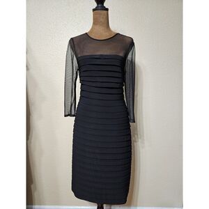 Adrianna Papell Women's Black Sheer Dress – Chic & Sleek, Size Small